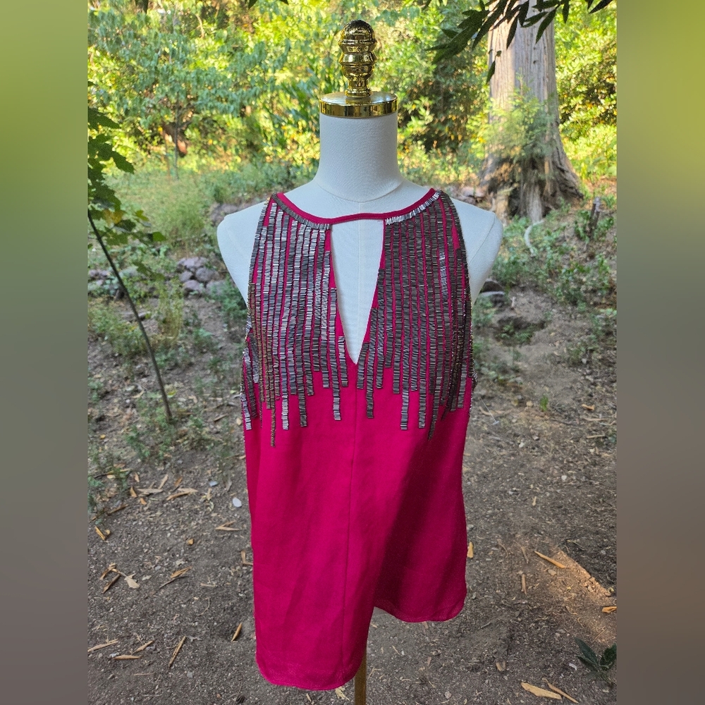Nordstrom Parker Pink Sleeveless Top with Silver Sequin Design